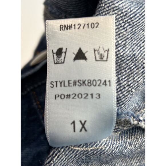 Fashion Nova Nonstop Denim Jacket Acid Wash Size 1X Ombré Cropped Long Sleeve - Picture 12 of 15